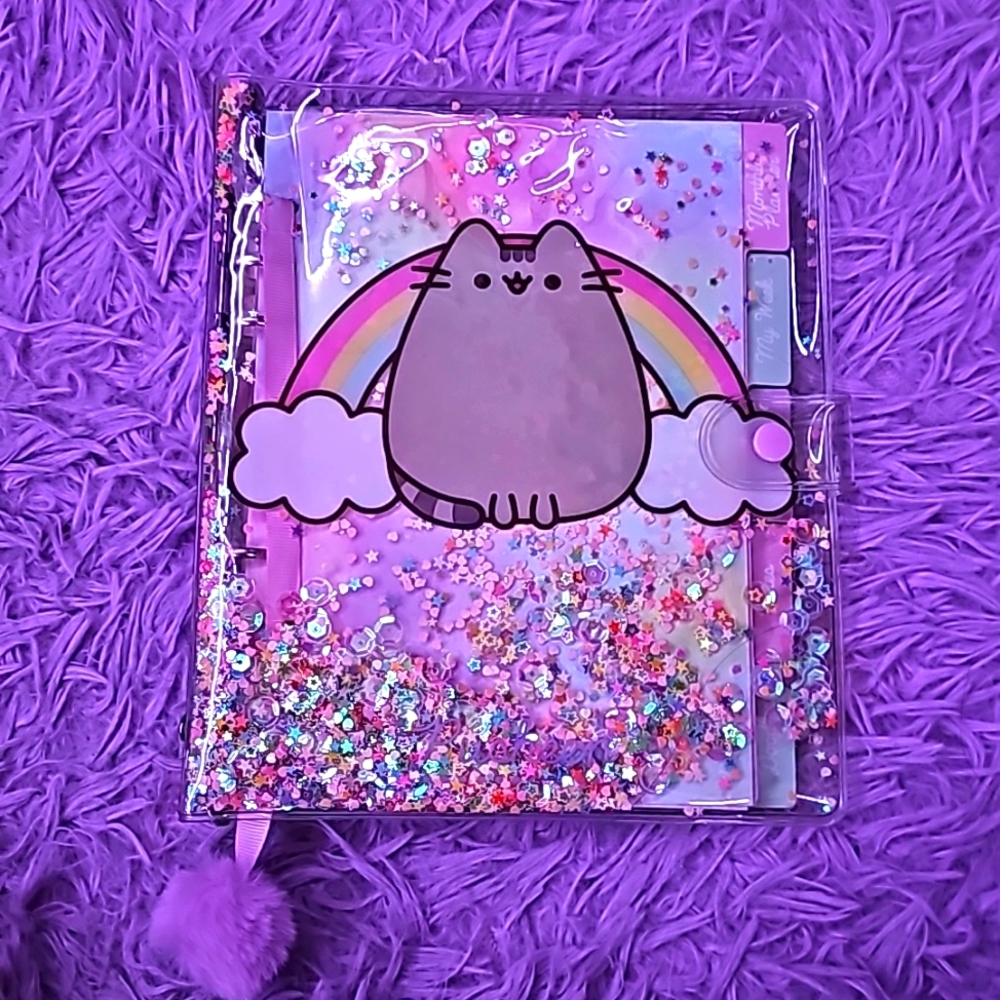 Pusheen Cat glitter planner journal with sticker sheets